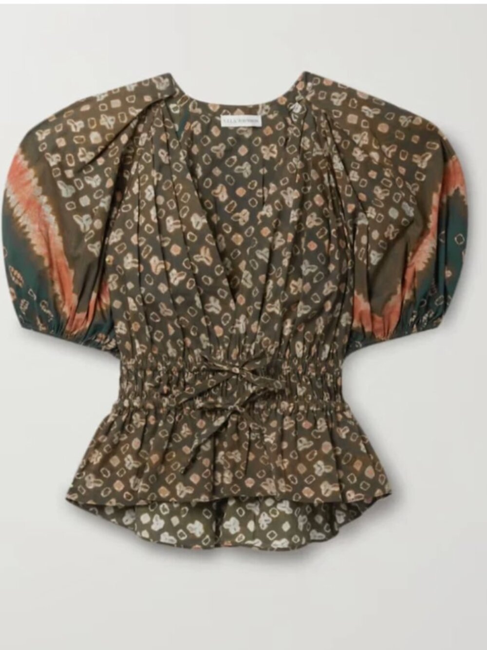 ULLA JOHNSON INES Peplum Blouse Top in Jasper Green 6 / Medium $259